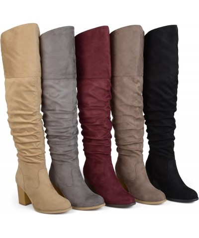 Womens Kaison Zipper Over-The-Knee Boots Extra Wide Calf Wine $9.17 Boots