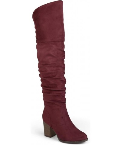 Womens Kaison Zipper Over-The-Knee Boots Extra Wide Calf Wine $9.17 Boots