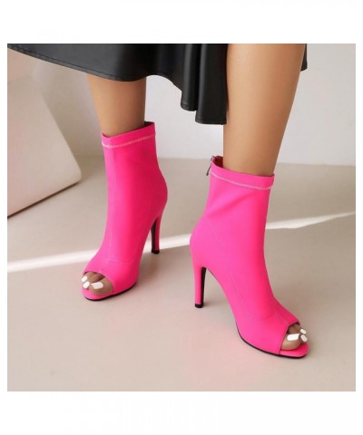 Ladies Fashion Peep Toe Summer Ankle Boots Party Rose-red 95mm Heel 1 $29.02 Boots