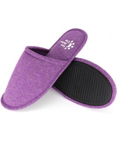 Women's Memory Foam Cotton Washable Slippers with Matching Travel Bag for Home Hotel Spa Bedroom Purple $10.44 Slippers