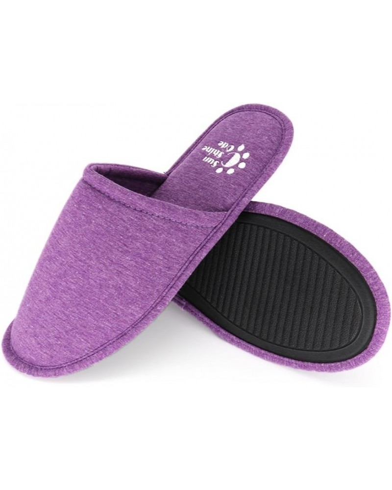 Women's Memory Foam Cotton Washable Slippers with Matching Travel Bag for Home Hotel Spa Bedroom Purple $10.44 Slippers