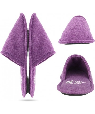 Women's Memory Foam Cotton Washable Slippers with Matching Travel Bag for Home Hotel Spa Bedroom Purple $10.44 Slippers