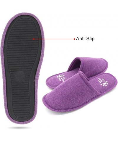 Women's Memory Foam Cotton Washable Slippers with Matching Travel Bag for Home Hotel Spa Bedroom Purple $10.44 Slippers