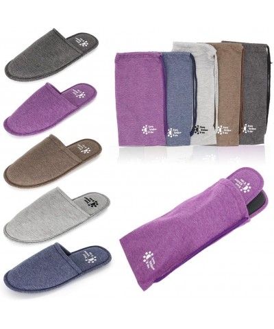 Women's Memory Foam Cotton Washable Slippers with Matching Travel Bag for Home Hotel Spa Bedroom Purple $10.44 Slippers