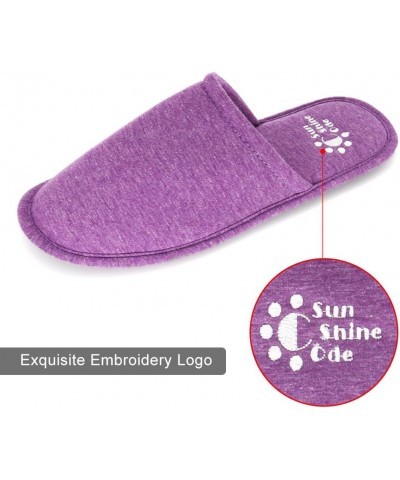 Women's Memory Foam Cotton Washable Slippers with Matching Travel Bag for Home Hotel Spa Bedroom Purple $10.44 Slippers