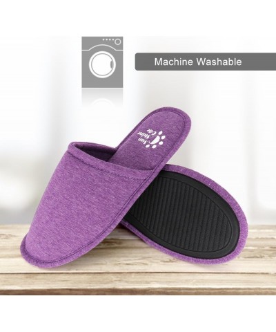 Women's Memory Foam Cotton Washable Slippers with Matching Travel Bag for Home Hotel Spa Bedroom Purple $10.44 Slippers