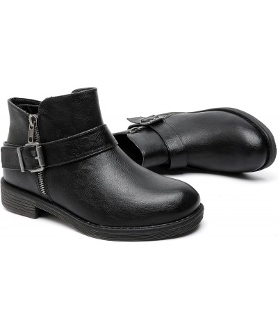 Women's Wide Width Ankle Boots - Black Brown Short Boots Block Low Heel Side Zipper Booties. Blackpu 904 $18.45 Boots