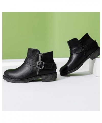 Women's Wide Width Ankle Boots - Black Brown Short Boots Block Low Heel Side Zipper Booties. Blackpu 904 $18.45 Boots