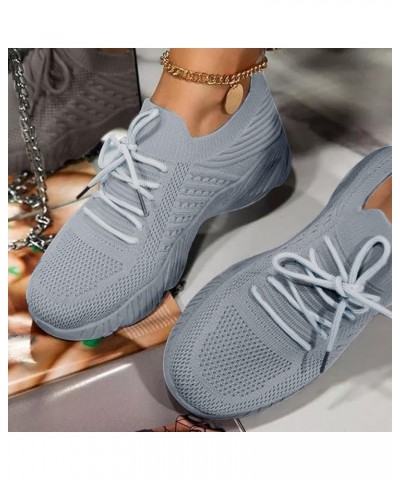 Women's Fashion Platform Solid Color Lace-up Mesh Knitted Sneakers Athletic Walking Shoes Lightweight Tennis Shoes Casual Sho...