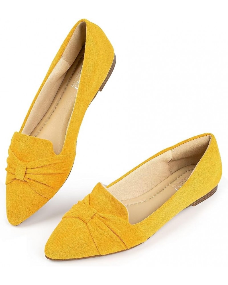 Flat Shoes Women Comfortable Slip on Women's Flats Dress Shoes for Women Mustard Suede $16.34 Flats