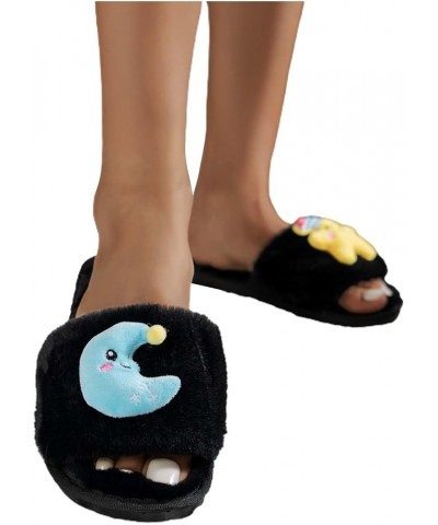 Casual Plush Flat Bottom Women's Slippers Ladies Home Slippers Clashing Color Fashion Soft Robes for Women with Black $9.03 S...