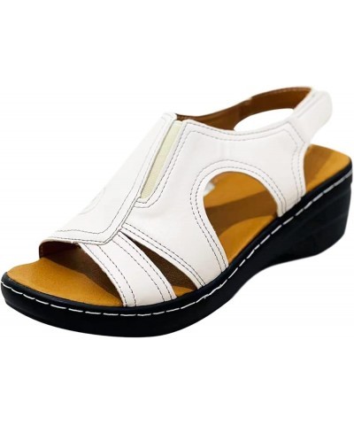 Womens Vintage Hollow Out Buckle Strap Squared Toe Sandals Z 05-white $26.42 Sandals