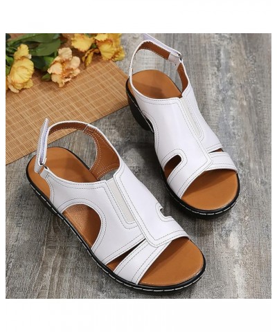 Womens Vintage Hollow Out Buckle Strap Squared Toe Sandals Z 05-white $26.42 Sandals