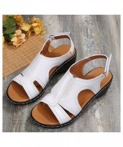 Womens Vintage Hollow Out Buckle Strap Squared Toe Sandals Z 05-white $26.42 Sandals