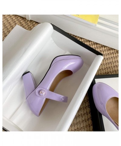 Women Fashion Platforms Heels Pumps with Round Toe Purple $29.44 Pumps