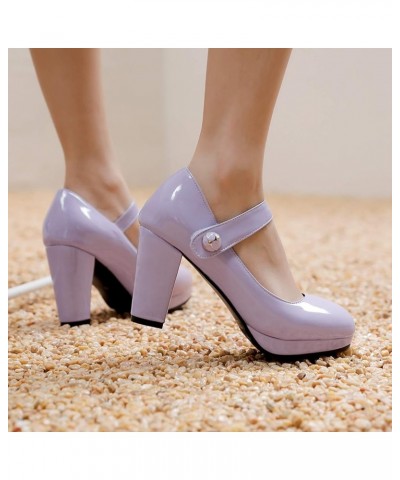 Women Fashion Platforms Heels Pumps with Round Toe Purple $29.44 Pumps