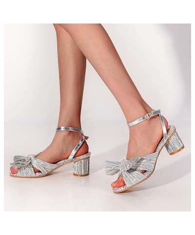 Women Heeled Sandals Size 11 Silver Sandals For Women Heels Sandals Women Beachy Low Heeled Sandals For Women L-silver $14.62...