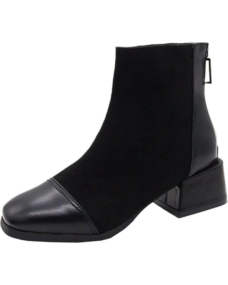 Comfortable Black Ankle Boots for Women Low Heel White Boots for Men Womens Leather Ankle Boots Wide Wide Width Shoes for Wom...