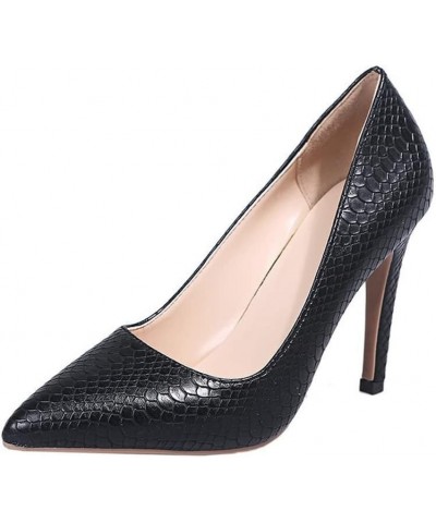 Women's Fashion High Stiletto Heels Shoes Snake Print Office Ladies Casual Work Heeled Pumps Black $15.21 Pumps