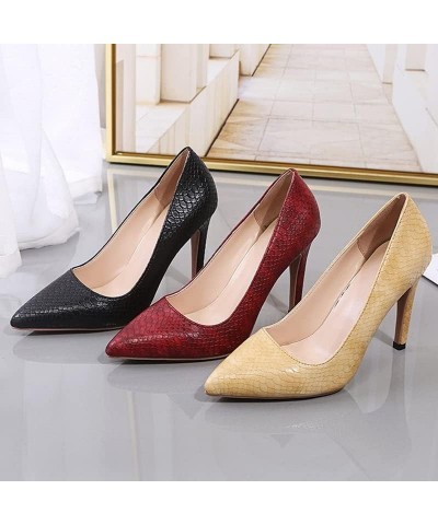 Women's Fashion High Stiletto Heels Shoes Snake Print Office Ladies Casual Work Heeled Pumps Black $15.21 Pumps