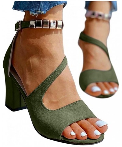 Black Heeled sandals For Women Casual sandals High Heels For Women Platform sandals For Women Low Heeled sandals For W Army G...