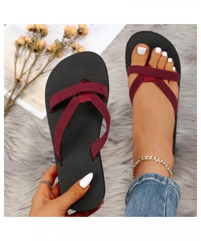 Womens Elastic Strappy Round Toe Ankle Strap Summer Low Heel Sandals Arch Support Orthotic Slipper Sandals 166-zoxro-red-g $1...