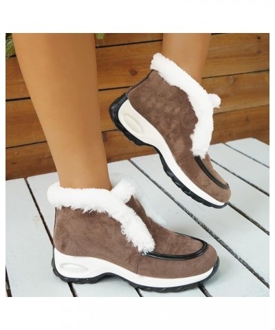 Women Winter Ankle Boots Outdoor Casual Warm Ankle Boots Non-Slip Comfortable Winter Boots for Women Z3-khaki $30.89 Boots