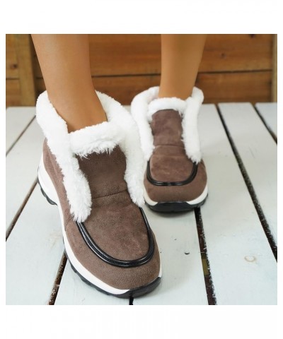 Women Winter Ankle Boots Outdoor Casual Warm Ankle Boots Non-Slip Comfortable Winter Boots for Women Z3-khaki $30.89 Boots