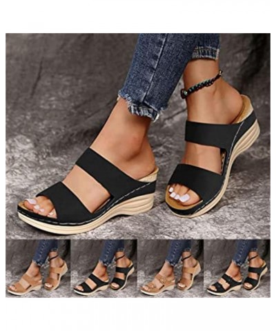 Sandals for Women Casual Summer Womens Sandals Dressy Summer Hollow Out Vintage Wedge Sandal Gladiator Outdoor Shoes,Black,US...