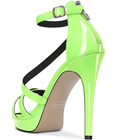 Women Platform Stiletto High Heel Peep Open Toe Pumps Ankle Strap Zipper Wedding Cute 4.7 Inches Heels Light Green $29.92 San...