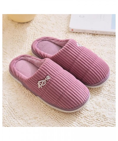 Men Winter Warm House Slippers Stripe Soft Non Slip Fleece Plush Home On Shoes Indoor Womens Slipper Shoes 9 C1-purple $8.95 ...