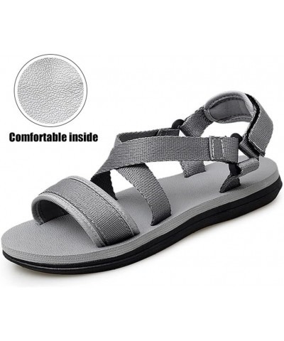 Summer Men Sandals Beach Casual Shoes, Men Flat Sandals Flip-Flops, for Indoor Bathroom Sandals (Color : Gray(Grey), Size : E...