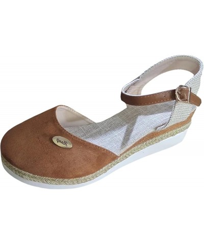 Women Sport Sandal Platform Flats Shoes Women Dressy Comfortable Silver Womens Sandals Sandalias De Mujer Flats Sandal Brown-...