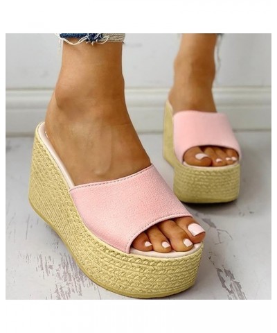 Women's Elastic Strappy Peep Toe Ankle Strap Summer Wedge Sandals Arch Support Slides Sandal 128-ibzwp-d-pink $12.87 Sandals