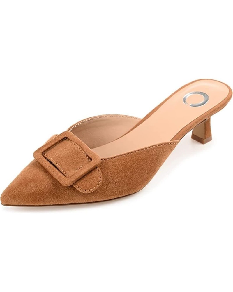 Womens Medium and Wide Width Vianna Pump with Buckle Detail and Pointed Toe Tan $18.17 Mules & Clogs