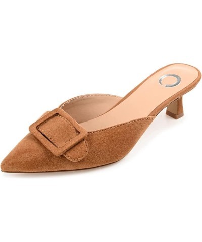 Womens Medium and Wide Width Vianna Pump with Buckle Detail and Pointed Toe Tan $18.17 Mules & Clogs