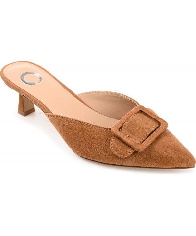 Womens Medium and Wide Width Vianna Pump with Buckle Detail and Pointed Toe Tan $18.17 Mules & Clogs