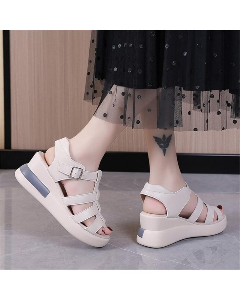 Women's Wedge Gladiator Sandals Caged Multi-Strap Design Roman Sandals Summer Platform Faux Leather Sandals Outdoor Non-Slip ...