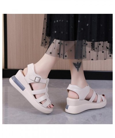 Women's Wedge Gladiator Sandals Caged Multi-Strap Design Roman Sandals Summer Platform Faux Leather Sandals Outdoor Non-Slip ...