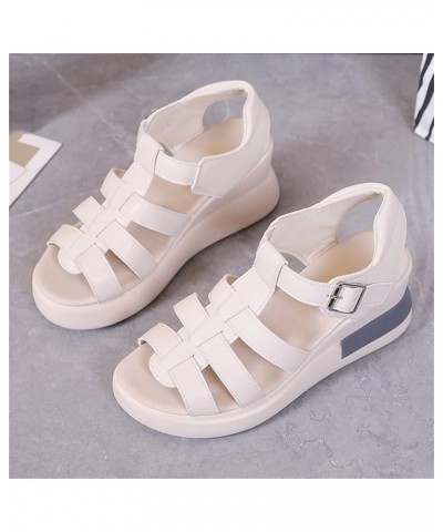 Women's Wedge Gladiator Sandals Caged Multi-Strap Design Roman Sandals Summer Platform Faux Leather Sandals Outdoor Non-Slip ...