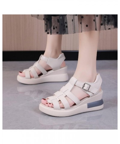 Women's Wedge Gladiator Sandals Caged Multi-Strap Design Roman Sandals Summer Platform Faux Leather Sandals Outdoor Non-Slip ...