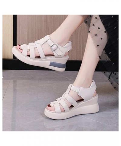 Women's Wedge Gladiator Sandals Caged Multi-Strap Design Roman Sandals Summer Platform Faux Leather Sandals Outdoor Non-Slip ...