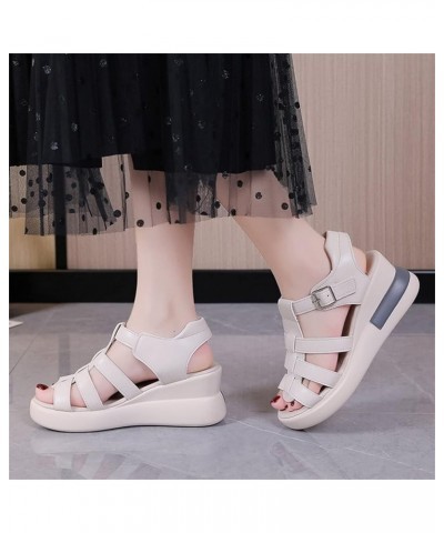 Women's Wedge Gladiator Sandals Caged Multi-Strap Design Roman Sandals Summer Platform Faux Leather Sandals Outdoor Non-Slip ...