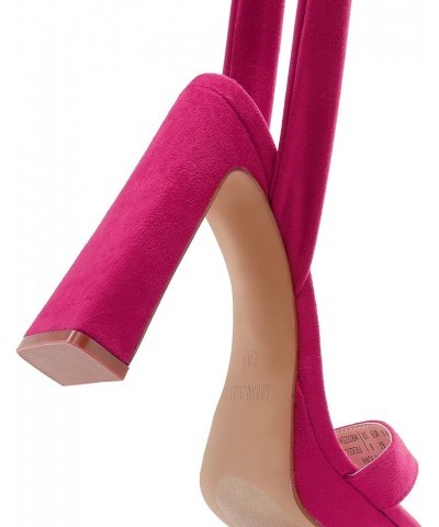 Women's Low Heel Pump Sandals SDHS2318W Hot Pink-suede $9.89 Sandals