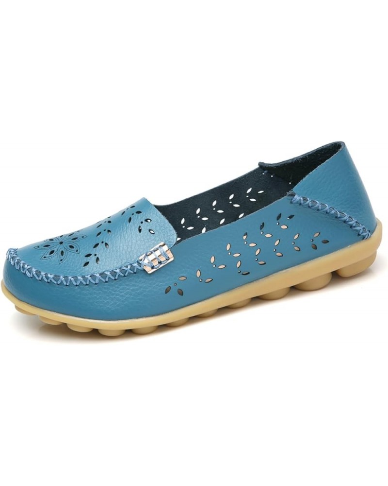 Women's Comfort Walking Boat Shoe Blue(cutout) $15.51 Loafers & Slip-Ons