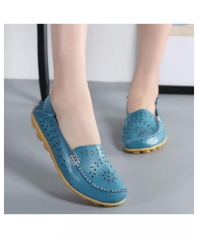 Women's Comfort Walking Boat Shoe Blue(cutout) $15.51 Loafers & Slip-Ons