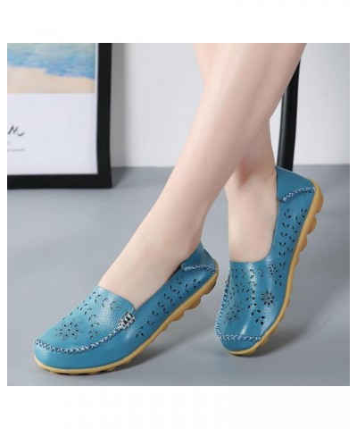 Women's Comfort Walking Boat Shoe Blue(cutout) $15.51 Loafers & Slip-Ons