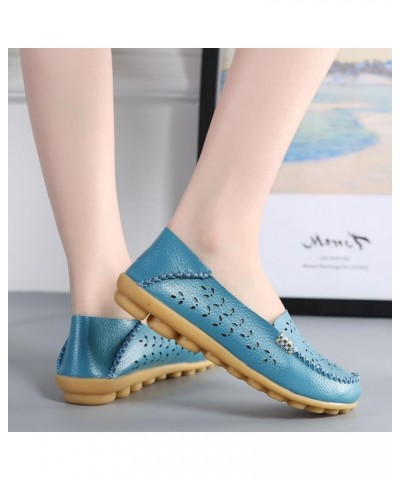 Women's Comfort Walking Boat Shoe Blue(cutout) $15.51 Loafers & Slip-Ons