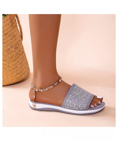 Women Low Chunky Block Heels Shoes Soft Insole Orthotic Sandals Slingback Summer Flip-Flop Casual Walking Flats 30-hyems-grey...