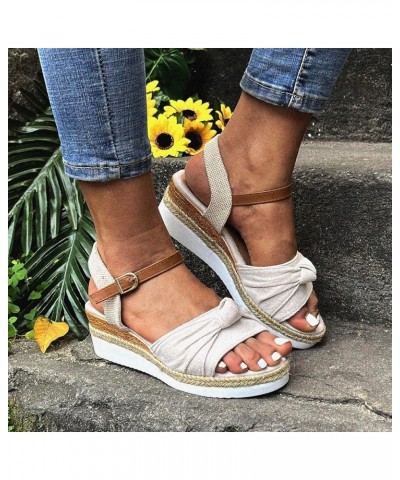 Orthopedic Wedge Sandals Women Summer Dressy Open Toe Ankle Strap Platform Sandals Casual Dress Shoes Outdoor Beach Shoes 02-...